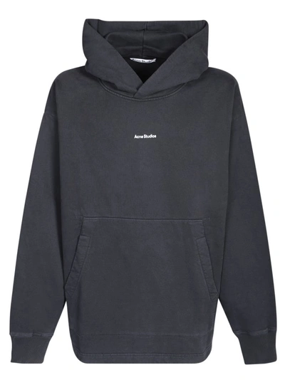 ACNE STUDIOS BLACK PRINTED LOGO HOODIE