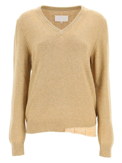 MAISON MARGIELA BEIGE WOOL AND CASHMERE SWEATER