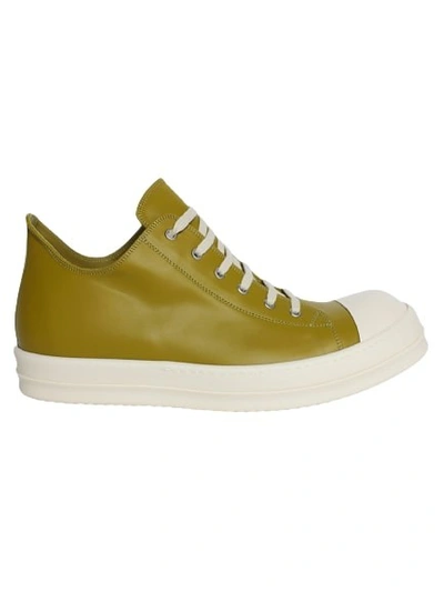 Rick Owens Leather Low Top Sneakers In Yellow