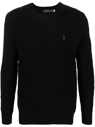 Polo Ralph Lauren Moncler Grenoble Wool Crew Neck Jumper In Black