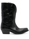 Golden Goose Wish Star Black Vintage Effect Texan Boot In Black