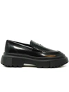 HOGAN BRUSHED BLACK LEATHER MOCCASIN