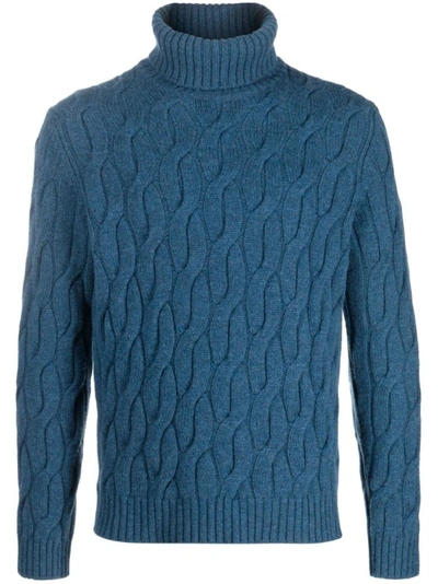 Zanone Cable-knit Virgin-wool Jumper In Blue