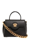 VERSACE LEATHER SHOULDER BAG WITH ICONIC FRONTAL MEDUSA