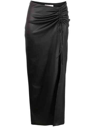 Chiara Ferragni Gathered Slit Midi Skirt In Black