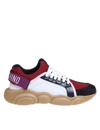 Moschino Sneakers In Leather And Nylon In Multicolor
