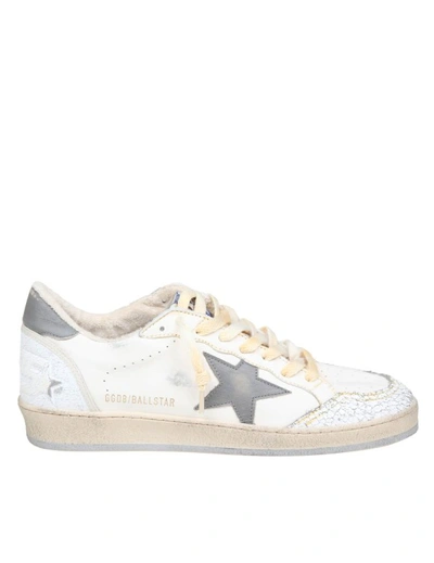 Golden Goose Ballstar Sneakers In Vintage Effect Leather In White