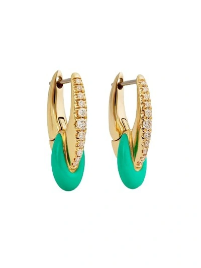 Melissa Kaye Yellow Gold, Diamond And Enamel Ada Earrings