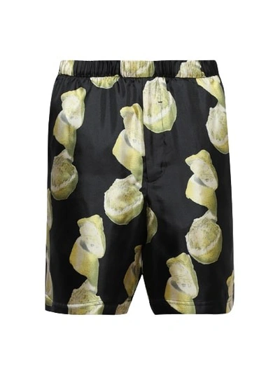 Givenchy Formal Lemon Print Elastic Waist Silk Shorts In Black