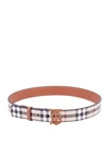 BURBERRY ICONIC CHECK COATED CANVAS AND LEATHER BELT