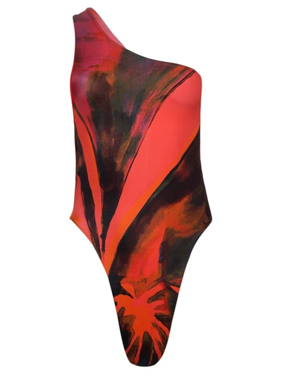 Louisa Ballou One-shoulder Swimsuit In Multi-colored