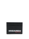 Dsquared2 Textured Leather Card Holder With Printed Logo In Black