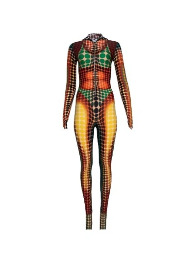 Jean Paul Gaultier High Neck Hooded Jumpsuit In Multicolor