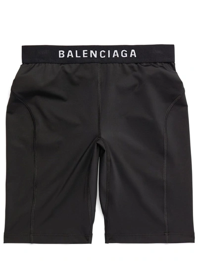 Balenciaga Black Athletic Cycling Shorts In Black/white