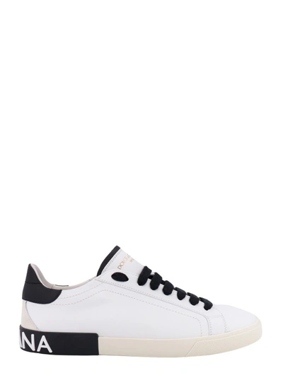 Dolce & Gabbana Portofino Trainers In Leather In White