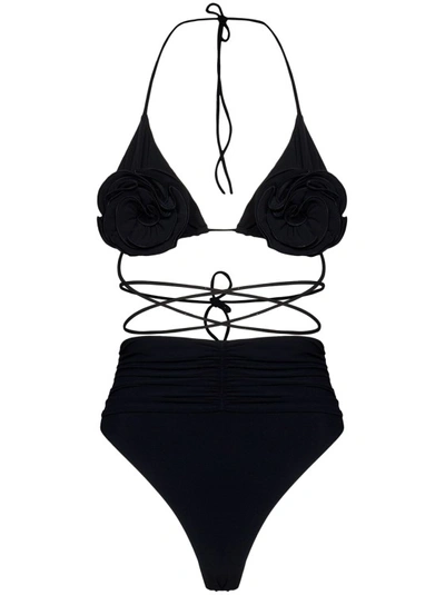 Magda Butrym Black Triangle Top & High-waist Bottom Bikini
