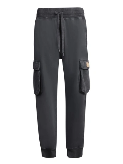 Dolce & Gabbana Cotton Jogger Pants With Cargo Pockets In Black