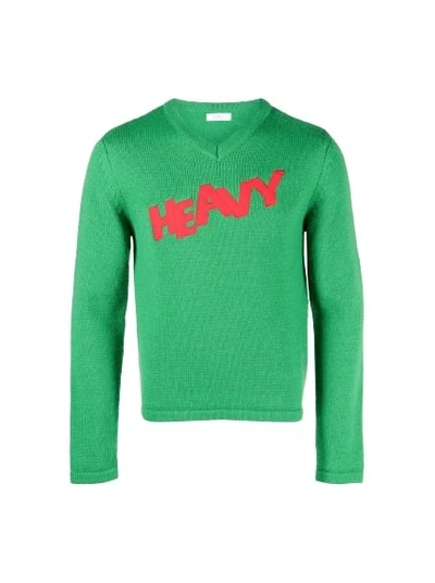 Erl Logo Knit Sweater In Green