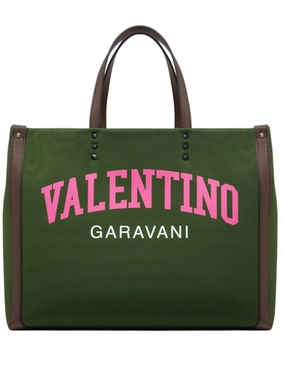 Valentino Garavani Logo-print Tote Bag In Green