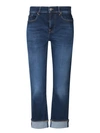 7 For All Mankind Slim Crop Cut Illusion Jeans In Blue