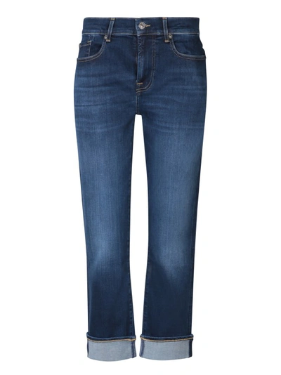 7 For All Mankind Slim Crop Cut Illusion Jeans In Blue