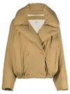 Lemaire Wide-lapels Puffer Jacket In Green