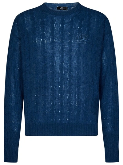 Etro Cable-knit Cashmere Jumper In Blue