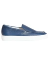Doucal's Blue Leather Slip Ons In Blue
