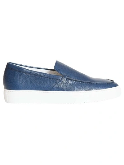 Doucal's Blue Leather Slip Ons