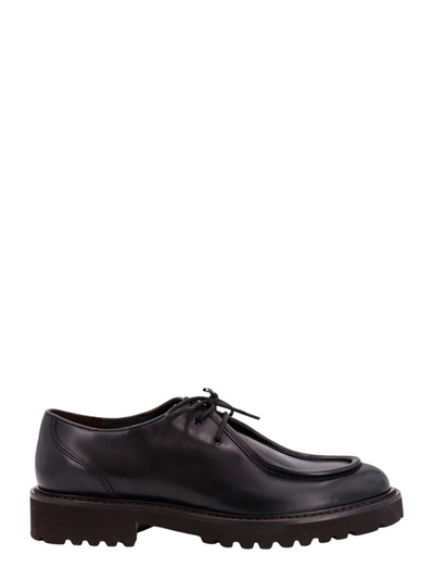 DOUCAL'S BLACK LEATHER LACE-UP SHOE