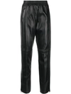 Golden Goose Leather Elastic-waist Cropped Trousers In Black