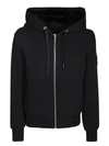 Moose Knuckles Logo-patch Faux-fur Hoodie In Black