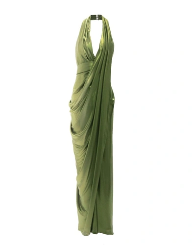 Gemy Maalouf Long Dress With Draped Details - Long Dresses In Green