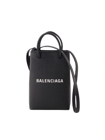 Balenciaga Shopping Phone Holder In Black