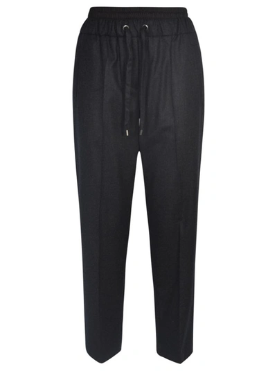Brunello Cucinelli Elasticated-waist Cropped Wool Trousers In Black