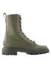 TOD'S HEAVY RUBBER BOOTS - LEATHER - KHAKI