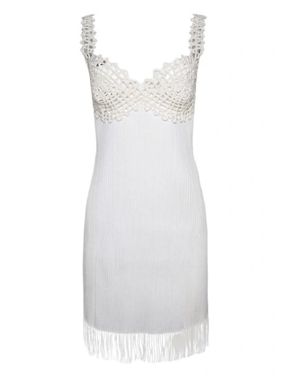 Proenza Schouler Rib-knit Fringed Dress In White