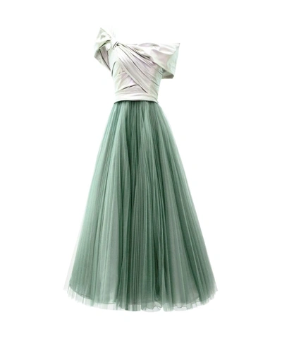 Gemy Maalouf Asymmetrical Bow-like Dress In Green