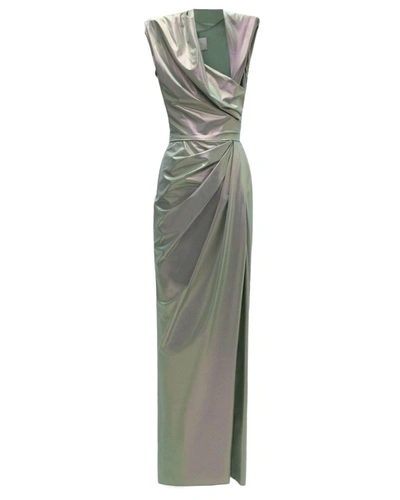 Gemy Maalouf Asymmetrical Neckline Mint Dress - Long Dresses In Green