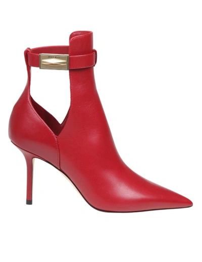 Jimmy Choo Leather Ankle Boot In Burgundy