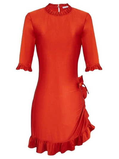 Paco Rabanne Ruffled-trim Jersey Mini Dress In Red