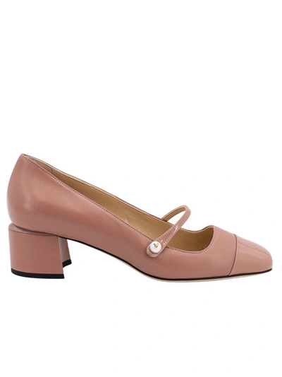 Jimmy Choo Elisa 45 Embellished Patent-trimmed Leather Mary Jane Pumps In Burgundy
