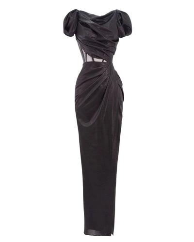Gemy Maalouf Draped Shimmery Long Dress - Long Dresses In Black
