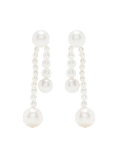 Sophie Bille Brahe 14kt Yellow Gold Ruban De Perle Drop Earrings In White