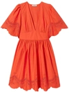 Twinset Broderie-anglaise Short-sleeve Dress In Orange