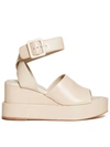 PALOMA BARCELÓ BEIGE LEATHER WEDGE SANDALS