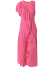 Ulla Johnson Lali Ruched Wild Hibiscus Maxi Dress In Pink