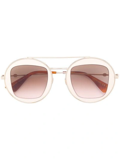 Gucci 47mm Round Sunglasses - Cream/ Brown