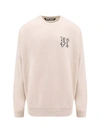 PALM ANGELS LINEN AND COTTON SWEATSHIRT WITH EMBROIDERED MONOGRAM