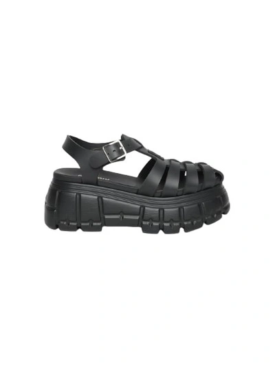 Miu Miu Platform Rubber Sandals In Black